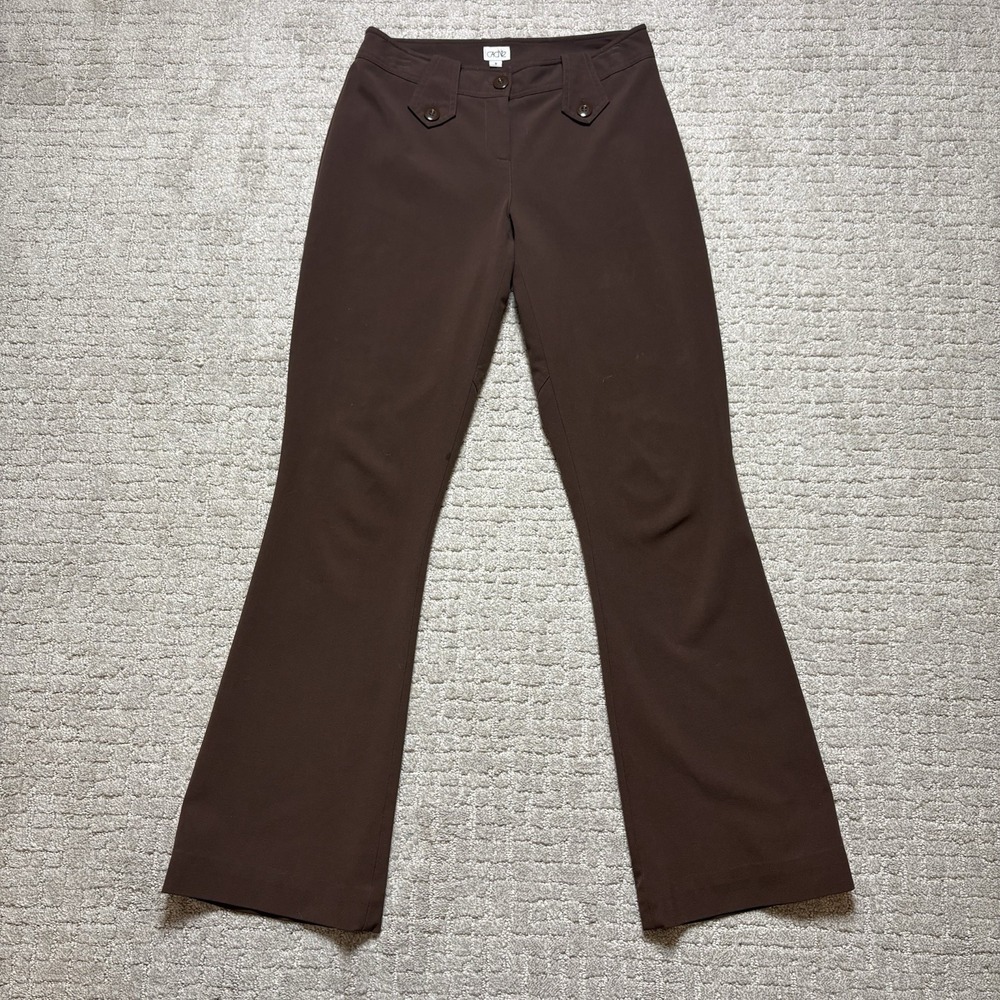 Vtg Y2K Caché Chocolate Brown Wide Leg Flare Pants Low Rise Sz 8 Bratz Mall Goth